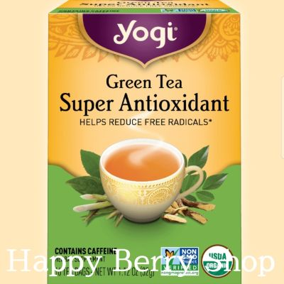 ชา YOGI ORGANIC HERBAL TEA 🍃⭐Green Tea Super Antioxidant⭐🍵 ชาโยคี ชาสมุนไพรออแกนิค ชาเพื่อสุขภาพ จากอเมริกา🇺🇸 1 กล่องมี 16 ซอง