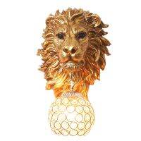 Lion Head Interior Wall Lighting Living Room Bedroom Corridor Bar Counter Background Wall Decoration Lamp Antique Gold