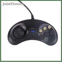 JointFlowers จอยแพดแบบมีสาย6ปุ่มแบบคลาสสิกตัวควบคุมเกมสำหรับ Sega MD2 Mega DRIVE