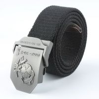 【YF】 Fashion Mens Metal Buckle Waist Belts US Marizes Pattern Canvas Outdoor Jean Accessories Leisure