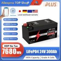 แบตเตอรี่ Lifepo4 300Ah บลูทูธ24V 200Ah 140Ah แบตเตอรี่ลิเธียมแบตเตอรี่ลิเธียมแบตเตอรี่6000รอบการ7KW สำหรับเรือ RV-รับประกัน10ปีไม่ต้องเสียภาษี