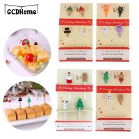 Merry Christmas Animal Fruit Fork Food Grade Plastic Mini Cartoon Kid Cake Fruit Toothpick Bento Lunch Bento Party Decoration