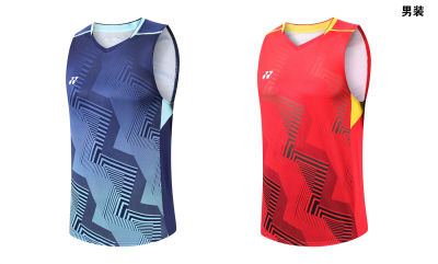 Hot Sale   Mens Badminton Sleeveless T-shirt Competition Training Short-sleeve Breathable Quick Dry Jersey 2304A