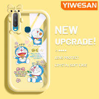 YIWESAN เคสสำหรับ VIVO Y12 Y17 Y15 Y3s Y3 2020 Y11 2019ลายการ์ตูนแฮปปี้โดราเอมอนสเตอร์ตัวน้อยน่ารักน่ารักเลนส์กล้องถ่ายรูปแบบนิ่มซิลิโคนโปร่งใสกันกระแทกแบบใสง่ายเคสป้องกัน