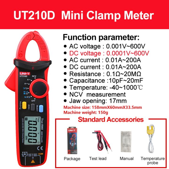 uni-t-clamp-meter-ut210e-ut210d-ac-dc-current-mini-clamp-multimeter-digital-true-rms-pliers-ammeter-auto-range