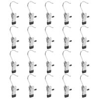 20 Pack Laundry Hooks with Clips,Portable Hanger,Stainless Steel Home Travel Hangers,for Bras,Shoes,Pants,Socks,Boot,Hat