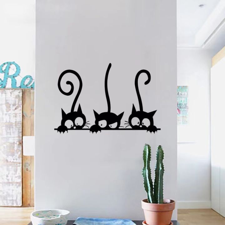 o-urhome-พร้อมส่ง-สติกเกอร์ติดผนัง-wall-sticker-ห้องนั่งเล่น-ห้องนอน-ร้านคาเฟ่-ห้องเด็ก-สติ๊กเกอร์ตกแต่ง-สติกเกอร์ติดผนังลูกแมว