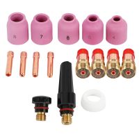 TIG Welding Torches Stubby Gas Lens Collets Alumina Nozzles Back Cap Kit For 17 18 26 Series 16pcs