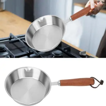 Oven Safe 304 Stainless Steel Frying Pan Wooden Handle Open