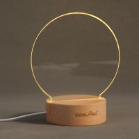 Acrylic 3D LED Lamp Base set Night Light Stand Solid Wood Round Base Led Table Lamp Bedside Led Night Decorative Light