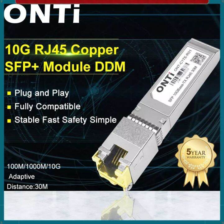 ONTi 10G RJ45 Copper 30m SFP+ Module 10GBase-Tx Ethernet Fiber Optic ...