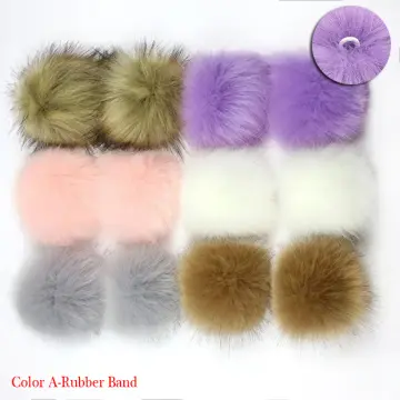 20pcs Colorful Faux Fur Pom Poms Balls with Elastic Loop Fur Pompoms Hat  Bag DIY