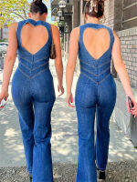 TARUXY Backless Heart Cutout Bodycon Jumpsuit สำหรับผู้หญิงลำลองแขนกุด Slim ชุด R Denim Jumpsuits ใหม่2023