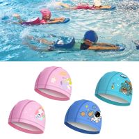 M89D Cartoon Swim Cap PU Fabric Swimming Cap for Toddler Children Youth  Waterproof Bathing Caps Swim Hat for Long Short Hair Swim CapsTH