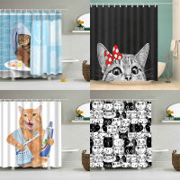 New Arrival Cat Shower Curtain 3D Print Bathroom Waterproof Polyester Curtain Octopus Washable Bath Decor Curtains with 12 Hook