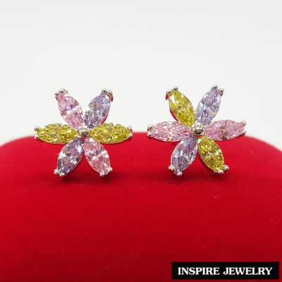 Inspire Jewelry ,ต่างหูคริสตรัลหรู รูปดาว งานคุณภาพ ตัวเรือนหุ้มทองคำขาว ขนาด 1CM  พร้อมถุงกำมะหยี่