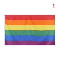 ???Aerlxemrbrae ธงสีรุ้งแบนเนอร์150X90CM 68D ห่วงโพลิเอสเตอร์ Lgbt ธงภูมิใจความคืบหน้าสายรุ้งเกย์