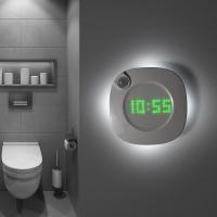 LED Time Clock Night Light PIR Motion Sensor Wall Lamp USB Rechargeable Magnet Toilet Bathroom Bedside Lamp Two Lighting Colors