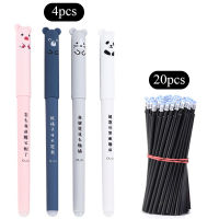 Ready stock! Erasable ballpen set 4 pens and 20 refills Black blue available School gel pens Stationery pas pen ballpens set