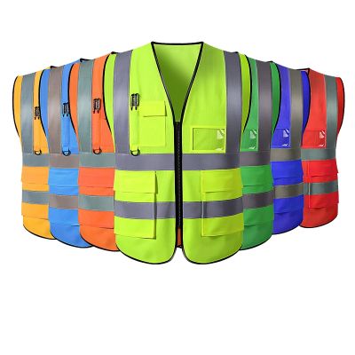 High Visibility Running Traffic Construction Security Personal Safety Reflective Vest With Pockets