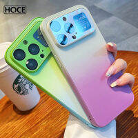 เคสไล่เฉดสีหลากสีไฟเลเซอร์เรืองแสงสุดหรูของ HOCE สำหรับ iPhone 14 13 12 11 Pro Max 14 Plus เคสป้องกันกล้องแบบด้านหน้าต่างขนาดใหญ่