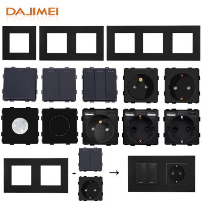 DAJIMEI EU RU Standard Plastic Panel Frames 1/2/3Gang Wall Push Button Switch Base Wall Socket Function Part TV ST USB DIY Part