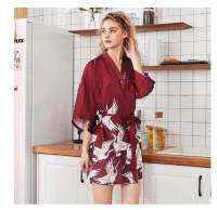 [COD] แฟชั่นผู้หญิงฤดูร้อน MINI kimono Robe Lady เรยอนชุดอาบน้ำ yukata Nightgown ชุดนอน slee pijama mujer ขนาด M-XXL