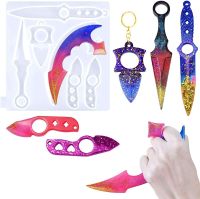 M0028 Self Defense Dagger Keychain Resin Mold Anti-Wolf Weapons Sword Epoxy Casting Silicone Mould Defend Knife Mold Craft Bread  Cake Cookie Accessor