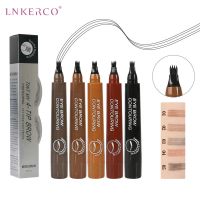 Lnkerco 4 Points Eyebrow Pen Long Lasting Liquid Eyebrow Tattoo Pen Cosmetic Waterproof Professional Microblading Eyebrow Pencil