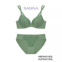 Sabina เซตชุดชั้นใน (มีโครง) ฟองน้ำไม่ดันทรง รุ่น Habpy Push รหัส HBPW4018GL+HUPW4018GL สีเขียวอ่อน