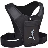 Running Phone Holder - Reflective Jogging Vest with 3 Pockets for Phone Cards Keys - Suited for All Mobile Phone Models