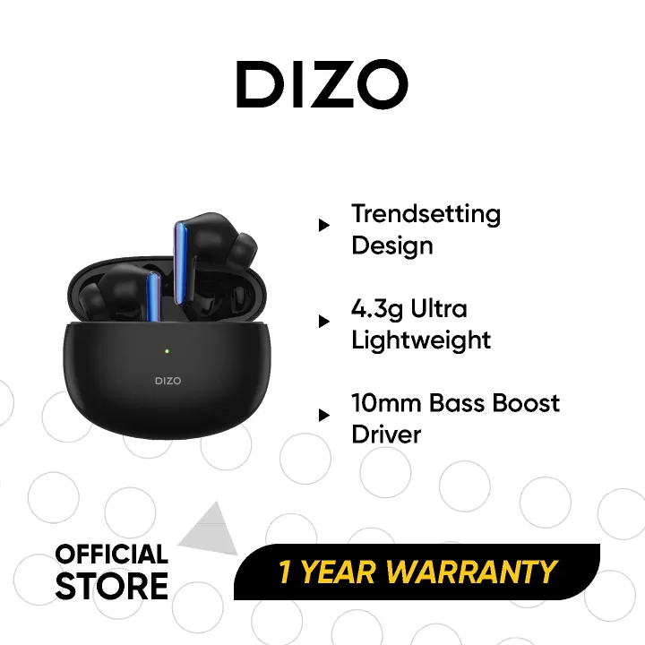 DIZO Buds Z Wireless Earphone with Natural Light Design and 16hrs Total Playback | 10mm Dynamic Bass Boost Driver