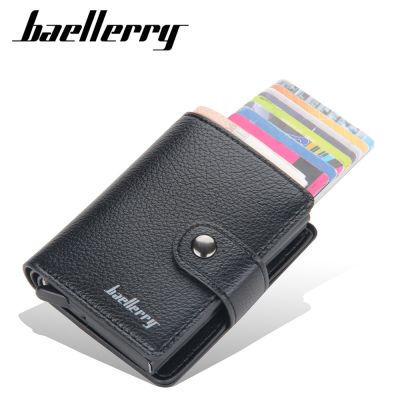 （Layor wallet）Baellerry Lychee เคสใส่การ์ด,ผู้ถือบัตรชาย RFID อัตโนมัติยืดหยุ่นสำหรับผู้ชายจากห่วงร้อยกระเป๋าสตางค์ใส่บัตรทำจากโลหะอะลูมิเนียม2022