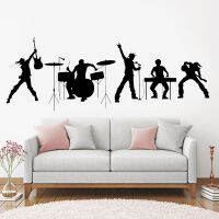 เพลง Rock Band ไวนิล Wall Decal Rock Musical Art Teen Room Interior Home Decor สติกเกอร์กีตาร์,กลองชุดภาพจิตรกรรมฝาผนังที่ถอดออกได้ A843