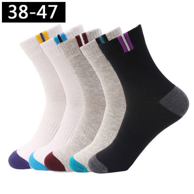 5Pairslot Mens Socks Cotton Large Size 44 45 46 47 Business Long Socks Breathable Deodorant Big Size Fashion High Quality