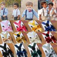 Kids Elastic Suspenders Bow Tie set Matching Tuxedo Suit Unisex Boy Girl Bowtie Wedding Costume Adjustable Y Back Brace Belt