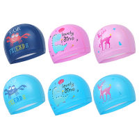 Childs Swimming Cap Cartoon Pink for Girls Blue Printed Boys Swim Caps Kids Cute PU Waterproof Not Strangling One Size