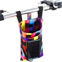 2023☄◕✚ Bike Front Storage Bag Bike Handlebar Pocket Basket Mobile Phone Water Cup Storage Bags for Bicycle Motorcycle Electric Vehicle