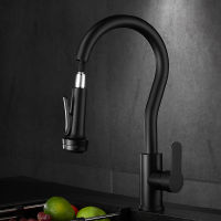 Black Kitchen Faucet Pull Out Kitchen Tap Single Hole Handle Swivel 360 Degree Hot Cold Water Mixer Tap Kitchen Water Tap Faucet