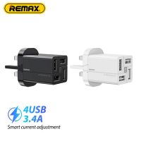 REMAX RP-U43 USB Charger Fast Charge QC Wall Charging สำหรับ iPhone 12 11 Samsung Xiaomi Mobile 4พอร์ต EU US Plug Adapter Travel