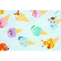 Pocket Monster, Pokemon, Icecream Cone Pikachu Licensed Character Fabric Printed in Korea by the Half Yard 45cm x 110cm