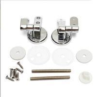 Universal Adjustable Pair of Replacement Chrome Toilet Seat Hinge Set With Fittings One Pair Chrome Effect Toilet Seat Hinges