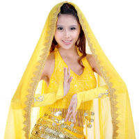 12สี Sari Dancewear อินเดีย Belly Dance เสื้อผ้า Wrap Head ผ้าพันคอชีฟองลูกไม้ Headpiece Bollywood Dance Head Veils...