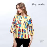 เสื้อผู้หญิง Guy Laroche Blouse เสื้อเบลาส์ ผ้าคอตตอน ทรงหลวม แขนกว้าง ลายพิมพ์ Graphic Chic (GZ1LYE)