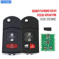 YOUBBA 313.8 315เมกะเฮิร์ตซ์พับ KPU41788ระยะไกลสำหรับมาสด้า3 5 6 CX-7 RX-8 CX-9 MX-5 Miata ID83สมาร์ท BGBX1T478SKE125-01กุญแจรถ