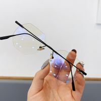 Vintage Ultra Light Anti Blue Light Glasses Rimless Optical Frame Eye Protection Portable Metal Eyeglasses Computer Goggles