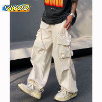 Harajuku Vintage กางเกงขากว้าง Quick Dry Sweatpants หลวม Beige Ice Silk กางเกงคาร์โก้ญี่ปุ่น Y2K กางเกงแฟชั่นฤดูร้อน23023