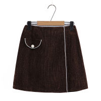 【มีไซส์ใหญ่】Plus Size L-4XL Womens A-line Corduroy Skirts Ladies False Button Vintage Mini Skirts