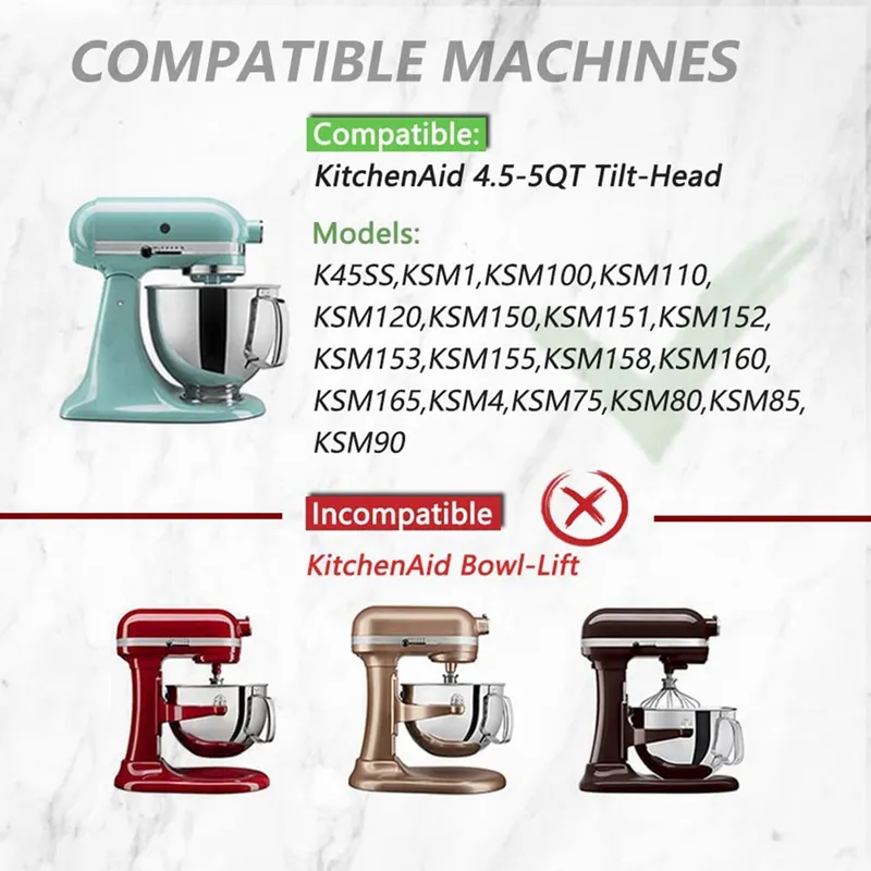 Attachment K45, K45SS Kitchenaid Mixer Accessories, Metal Flex Edge beater  Paddle for KitchenAid K45, K45SS Tilt-Head Mixer 4.5QT Bowl, Kitchen aid