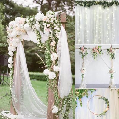 10mx75cm Backdrop Gauze Curtain Organza Arches Chair Sash Ribbon DIY Tulle Roll Sheer Wedding Party Venue Decoration